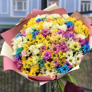 Букет «19 кустовых хризантем микс»