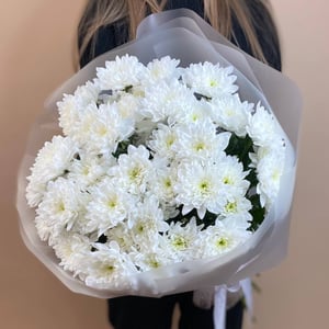 Букет из белоснежной хризантемы